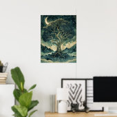 Yggdrasil Norse Samhain Halloween Nordic Poster (Heimbüro)
