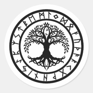 Yggdrasil - Runenkreis Runder Aufkleber