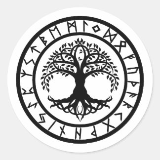 Yggdrasil - Runenkreis Runder Aufkleber