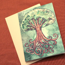 Yggdrasil Tree Norse Mythology Watercolor Card Karte