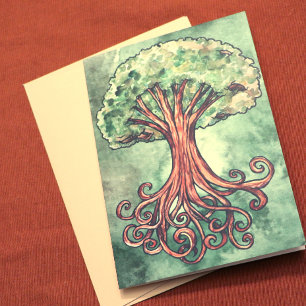 Yggdrasil Tree Norse Mythology Watercolor Card Karte