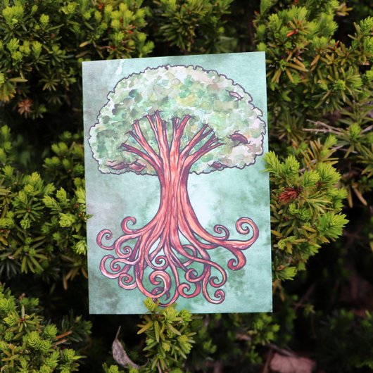 Yggdrasil Tree Norse Mythology Watercolor Card Karte