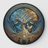 Yggdrasil Tree of Life Große Wanduhr (Vorderseite)