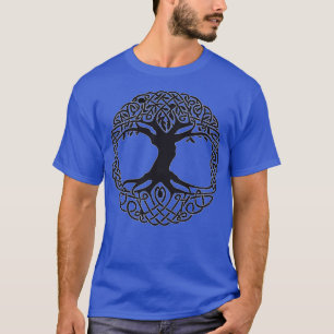 Yggdrasil Viking Tree BampW T-Shirt