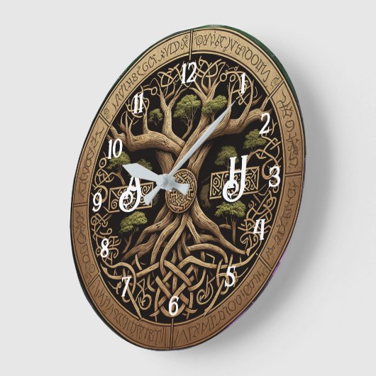 Yggdrasil Viking Tree of Life Große Uhr (Winkel)
