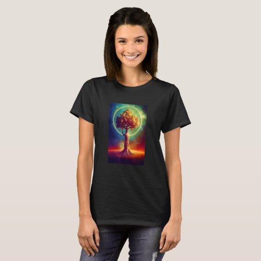 Yggdrasil World Tree of Life Viking Celtric Unique T-Shirt (Vorne ganz)