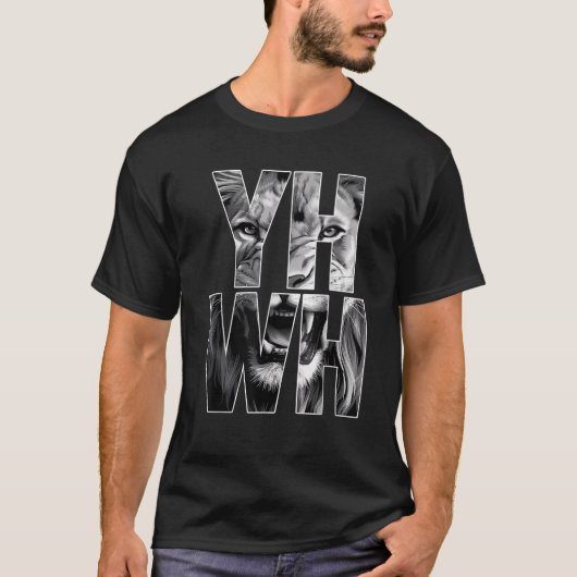 Yhwh Löwe von Judah Yahweh auf Hebräisch Jesus Chr T-Shirt (Vorderseite)