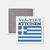 Yia-Yia-Küche mit Flagge Griechenlands Magnet (Vorderseite/Rückseite)
