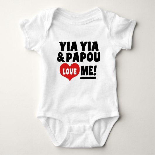 Yia Yia und Papou Liebe Baby Strampler (Vorderseite)