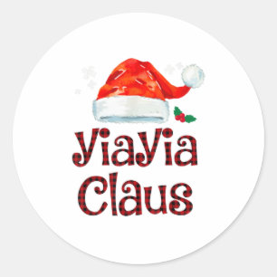 Yiayia Claus T-Shirt Christmas Pajama Fam Runder Aufkleber