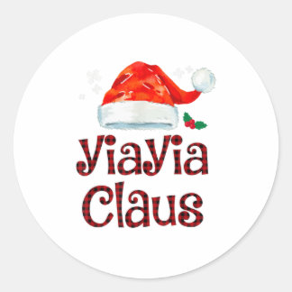 Yiayia Claus T-Shirt Christmas Pajama Fam Runder Aufkleber