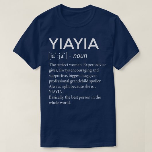 Yiayia Definition Oma Funny Großmutter T-Shirt (Design vorne)