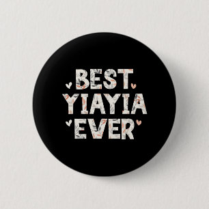 Yiayia Ever Floral Familie Liebe Herzen Yia-yia  Button