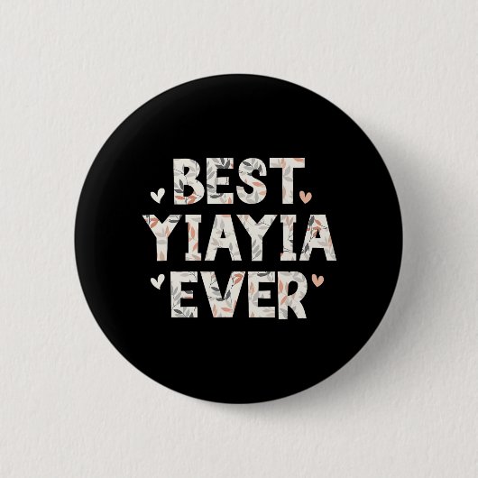 Yiayia Ever Floral Family Liebe Herz Yia-yia Button (Vorderseite)