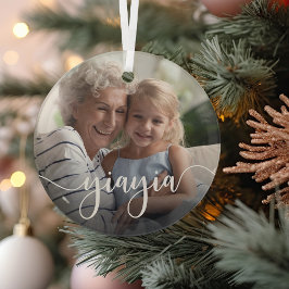 Yiayia Grandma Script Overlay Ornament Aus Glas