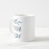 Yiayia Griechisch Großmutter blau Blätter Foto Kaffeetasse (Vorderseite Links)