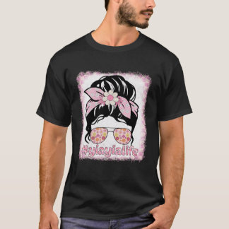 Yiayia Messy Bun Bleaches Groovy Hippie Blume Mot T-Shirt