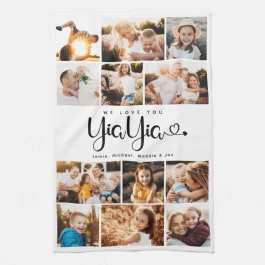 Yiayia Wir Liebe Sie hören Moderne FotoCollage Geschirrtuch (Vertikal)