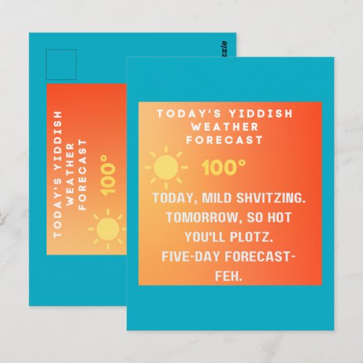 Yiddish-Wettervorhersage Postkarte (Vorne/Hinten)