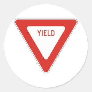 Yield Street Road Symbol Vorsicht Traffic Runder Aufkleber