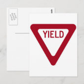 Yield-Zeichen Postkarte (Vorne/Hinten)
