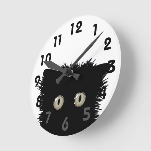 Yikes Black Cat Clock Runde Wanduhr (Winkel)