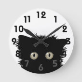Yikes Black Cat Clock Runde Wanduhr (Vorderseite)