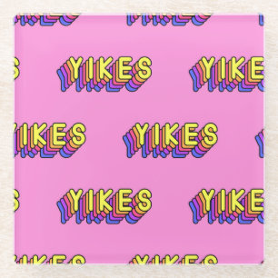 Yikes Words: Rosa Vintages Hintergrundbild. Glasuntersetzer
