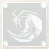 Yin and Yang Asian Dragons Glasuntersetzer (Rückseite)