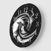 Yin and Yang Asian Dragons Große Wanduhr (Winkel)
