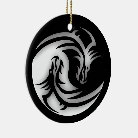 Yin and Yang Asian Dragons Keramikornament (Rechts)