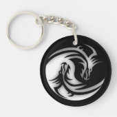 Yin and Yang Asian Dragons Schlüsselanhänger (Vorderseite)