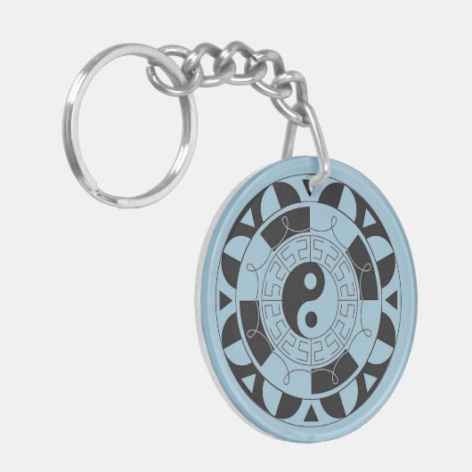 Yin and Yang Asian Symbol Round Key Chain Schlüsselanhänger (Vorderseite links)