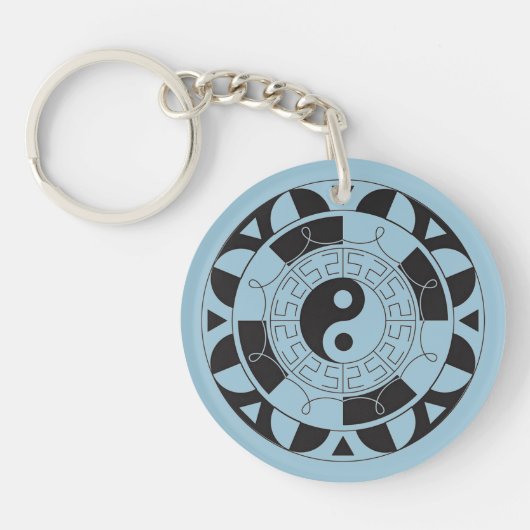 Yin and Yang Asian Symbol Round Key Chain Schlüsselanhänger (Vorderseite)