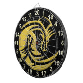 Yin and Yang Black and Gold Dragon Dart Board Dartscheibe (Vorderseite rechts)