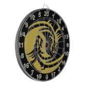 Yin and Yang Black and Gold Dragon Dart Board Dartscheibe (Vorderseite Links)