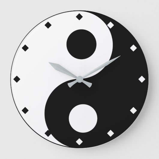 Yin and Yang Black and White Große Wanduhr (Vorderseite)