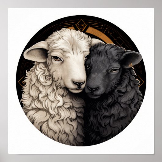 Yin and Yang Black Sheep Poster - Einzigartig T (Vorne)