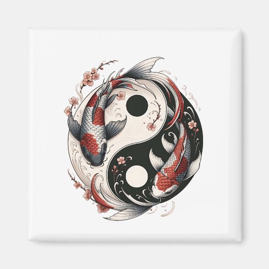 Yin and Yang Japanischer Koi Fisch Magnet (Vorne)