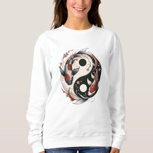 Yin and Yang Japanischer Koi Fisch Sweatshirt (Vorderseite)