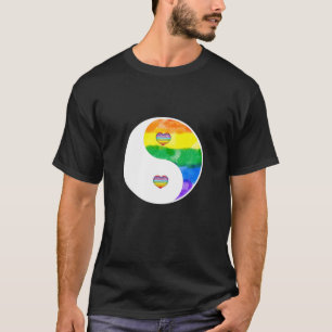 Yin and Yang LGBT Rainbow Heart Liebe Pride Gay Ri T-Shirt