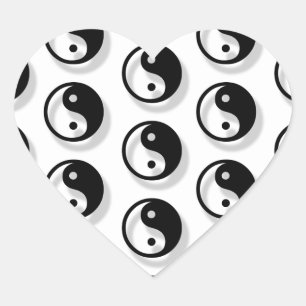 Yin and Yang Pattern Herz-Aufkleber