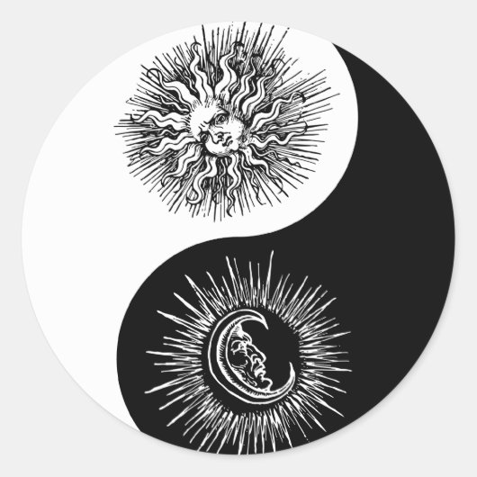 Yin and yang sign - Sun vs Moon Runder Aufkleber (Vorderseite)