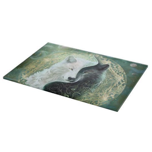 Yin and Yang wolves  Schneidebrett (Ecke)