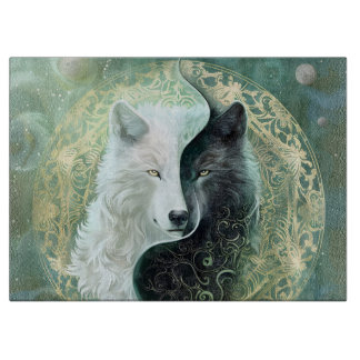 Yin and Yang wolves  Schneidebrett