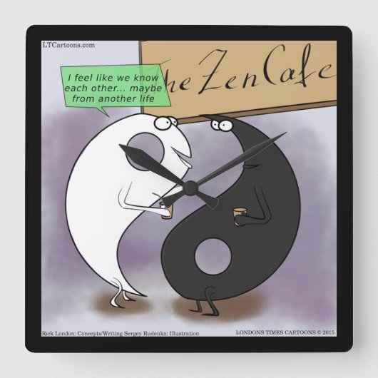 Yin Meets Yang Funny Rick London Wall Clock Quadratische Wanduhr (Vorderseite)