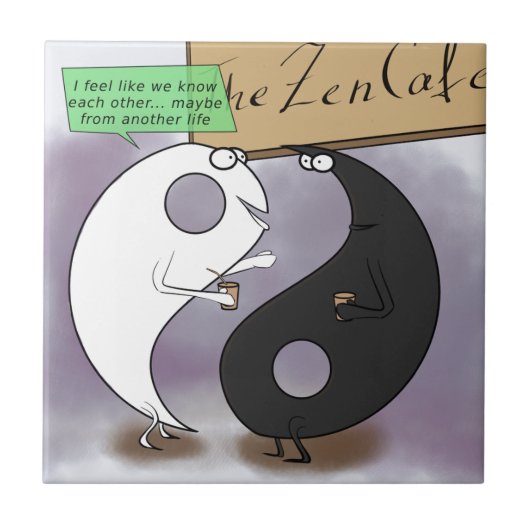 Yin Meets Yang Zen Funny Fliese (Vorderseite)