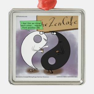 Yin Meets Yang Zen Funny Silbernes Ornament