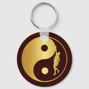 Yin u. Yang-Bergsteiger (Gold) Schlüsselanhänger
