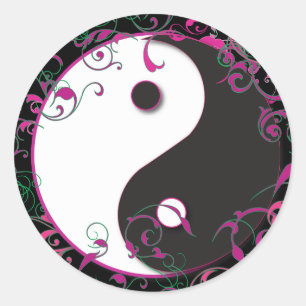Yin u. Yang-Blumenmuster Runder Aufkleber